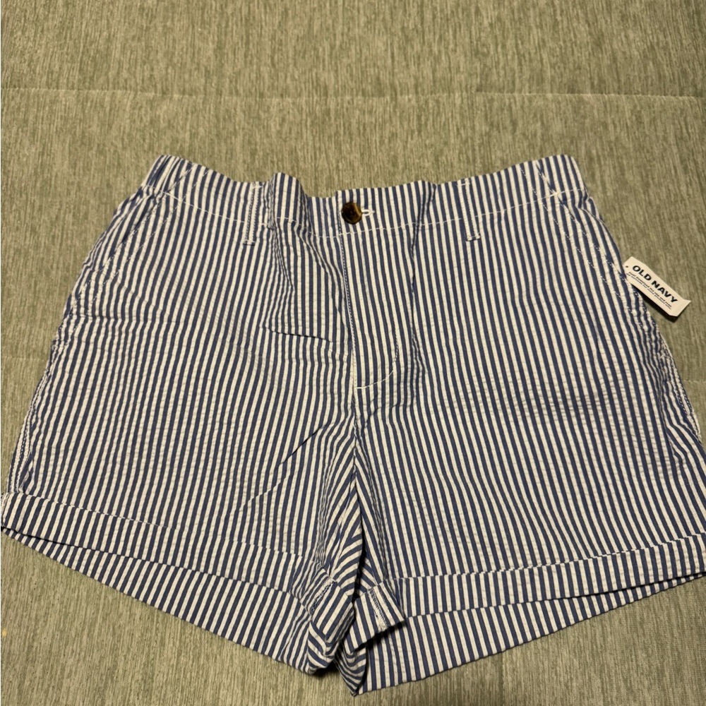 Old Navy Blue and White Striped Cargo Shorts